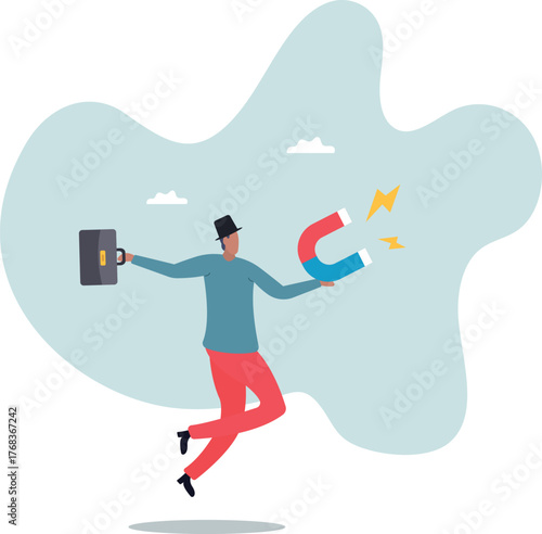 Business attraction or charisma with power to draw or attract business opportunity, money or customers.business concept.about a man and his life.