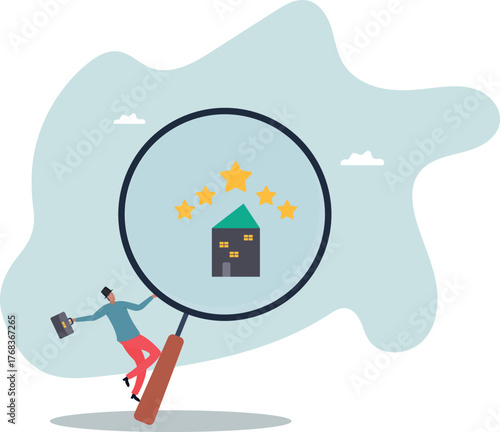 Property appraisal or price evaluation, housing assessment for market value, residential sale, rating or real estate review .about a man and his life.