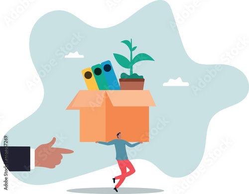 Fired employee, layoff or dismissal worker, misconduct or underperform staff, failure or trouble employment,about a man and his life.