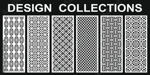 Laser Cut Decorative Panel Patterns Collection, Geometric Screen Design Set, CNC Cutting Template, Islamic Ornament, Decorative Partition Panel, Wall Art Vector, Pattern Background Design
