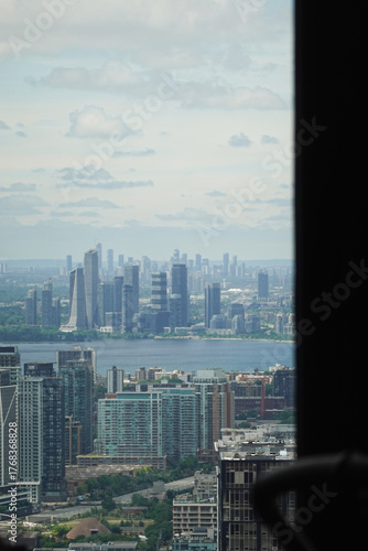 Photography Framed Toronto skyline through tall windows
