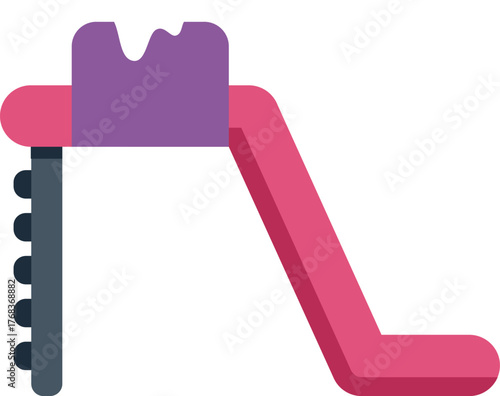 Pink playground slide with steps, offering fun and recreation for children in parks or play areas