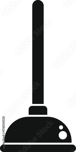 Simple black vector icon of a toilet plunger, a household tool used for clearing clogged drains