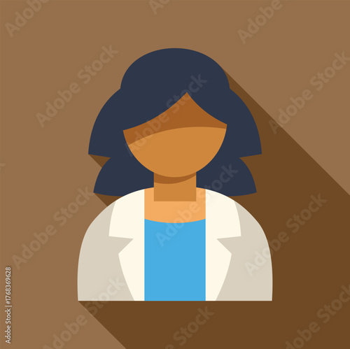 Stylized female healthcare professional embodies medical expertise and patient care