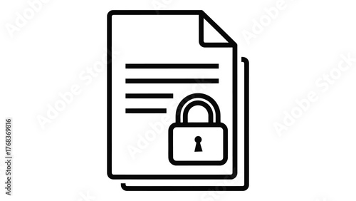 Document with padlock icon symbolizing security and privacy, on
