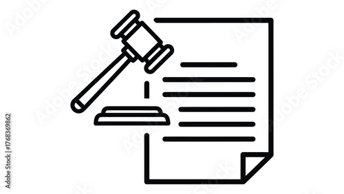 Legal document with gavel on