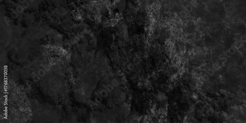 Abstract black wall texture for pattern wide panorama picture, black wall with cracks texture for background, natural paintbrush stroke textured cement or stone old.