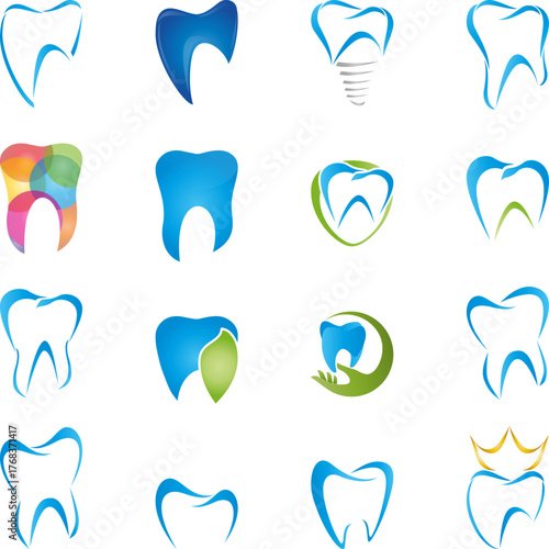 Sammlung verschiedener Zähne, Zahn, Logo, Icon, Logos Sammlung