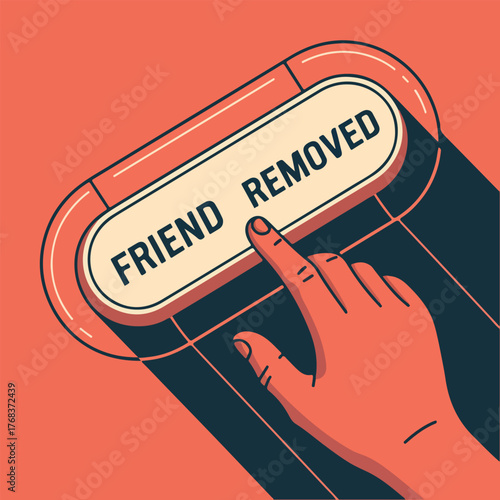 Digital detox and social media cleanse flat vector illustration for National Unfriend Day with unfollow icons, network disconnect, modern minimalist design