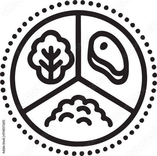 Balanced meal plate icon vector for healthy eating, nutrition, and diet-friendly lifestyle design.