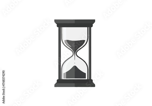 Hourglass with sand flowing, symbolizing time, deadlines, and the passage of time isolated on white background, representing urgency and transience