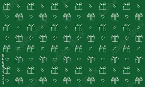 Niedlicher Hintergrund mit Geschenken und Herzchen zu Weihnachten