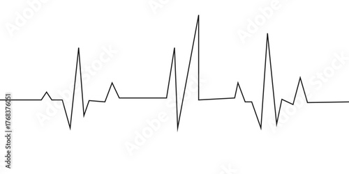 One heart and heartbeat graph with continuous line. Minimal Vector Design.