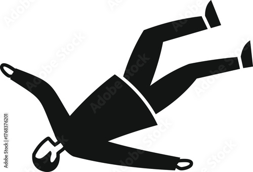 Stick figure pictogram representing a businessman falling down, useful for concepts related to financial crisis and economic recession