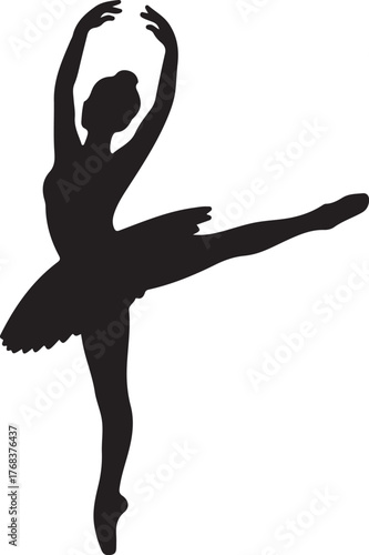 Elegant ballet dancer silhouette icon