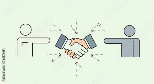 Abstract business illustration depicting a successful partnership and agreement scenario