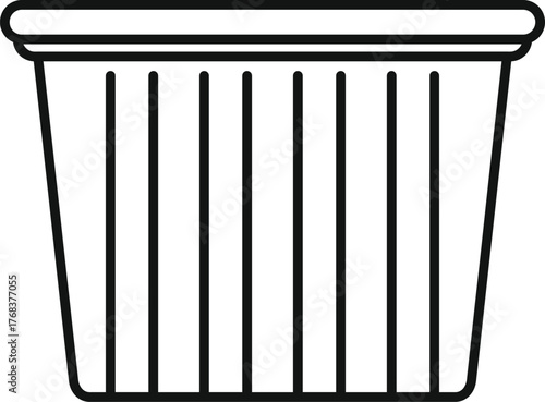 Simple line drawing of an empty plastic storage basket, ideal for organizing various items