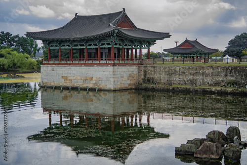 Reflection of a Traditional Pavilion in Jeonju
