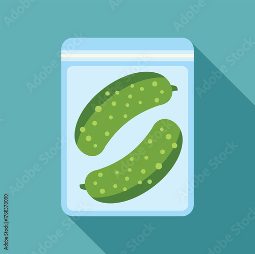 Two fresh pickles are being preserved in a vacuum sealed bag, maintaining their quality and extending shelf life
