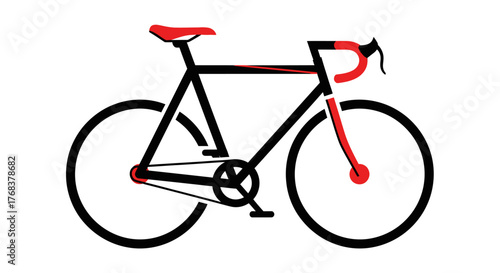 Sleek bicycle illustration featuring a minimalist design with striking contrast colors