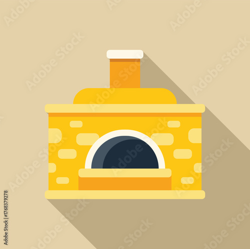 Yellow brick oven baking pizza and bread, representing traditional cooking methods in bakeries and pizzerias
