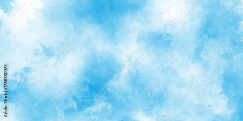 Light blue watercolor sky texture background, blue sky with clouds in grunge style, aquarelle painted paper textured canvas for vintage design, Soft blue and white watercolor wash background texture.