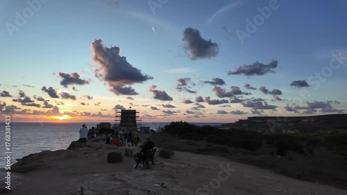 sunset at Għajn Tuffieħa, Riviera Bay, Malta, 