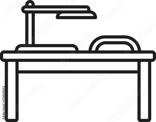 Manicure table equipped with a lamp and hand rest, providing a well lit and comfortable workspace for nail treatments