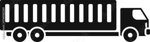 Black silhouette of a cargo truck transporting goods, representing the transportation and logistics industry