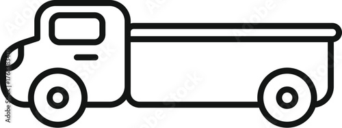 Small tipper truck isolated on white background, showing cargo bed from a side view