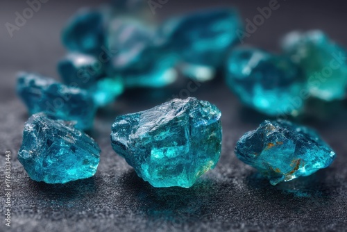 Raw Paraíba tourmaline stones, neon blue