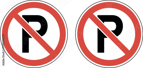 Two 'no parking' signs are displayed side by side.