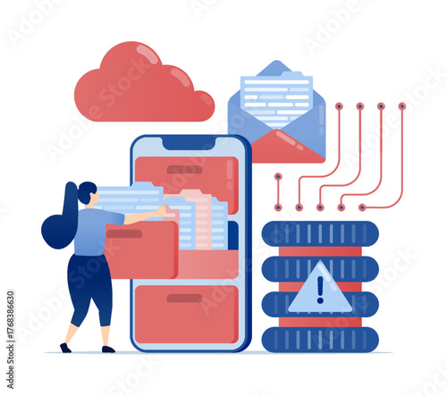 Cloud document organizer app with email alerts and digital workspace shelves