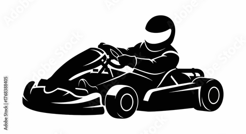 Go Kart Silhouette Vector Driver Leaning Forward Black