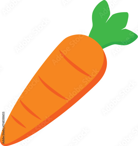 single bright orange carrot vector illustration