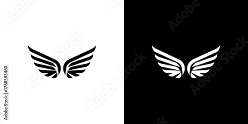 Black and white wing icons on split color