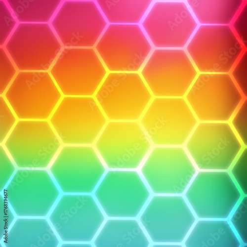 Multicolored hexagon pattern for modern background.