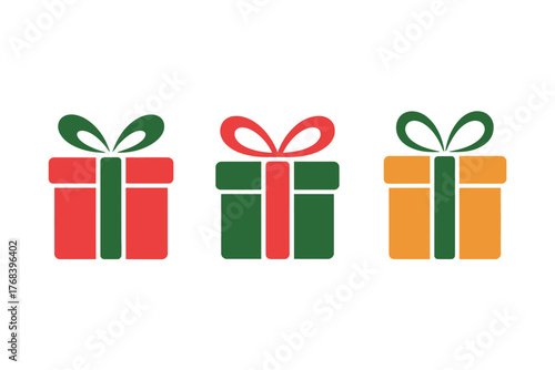 Three festive gift boxes are displayed side by side.