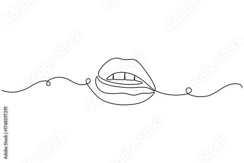 Dental tooth icon simple one line art design isolated on white background
