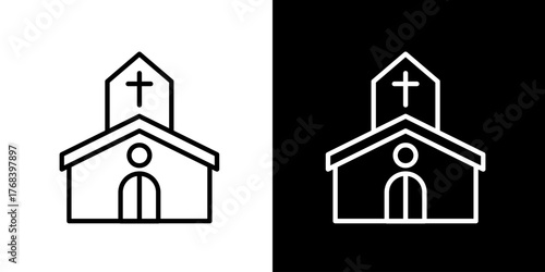 Church Building Outline Icon for Religious Events and Spiritual Gatherings