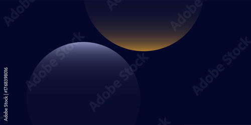 Navy blue abstract background with halftone golden lines delicate pattern. Small light spot box. Curve line, cosmic galaxy space. Festive BG for social media, birthday party invitation.Print