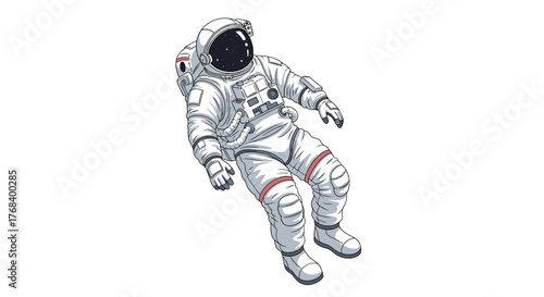 An astronaut floats in the darkness of space, encapsulated in a pressurized suit, navigating the cosmos with grace.