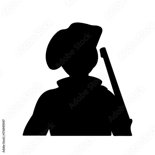 Silhouette of a Revolutionary War Soldier with Musket in Black and White