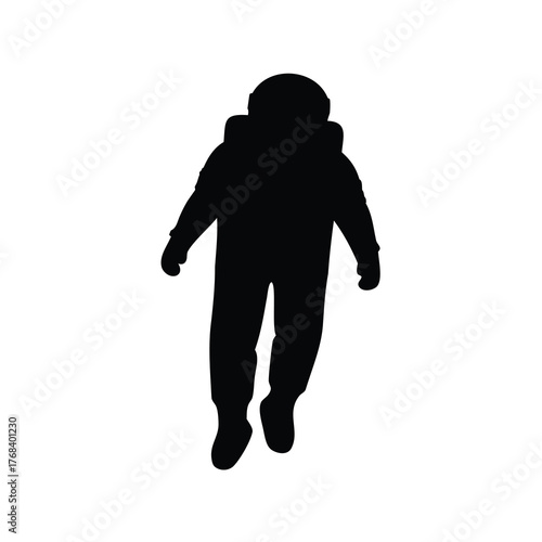 Silhouette of an astronaut in a space suit floating in space, isolated