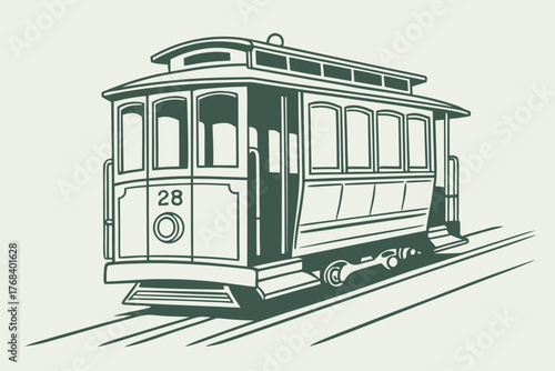 Flat modern design of San Francisco cable car minimal tone
