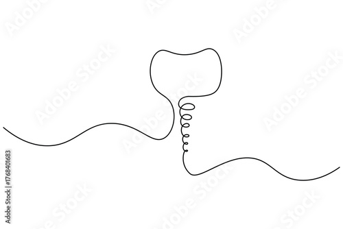 Dental tooth icon simple one line art design isolated on white background
