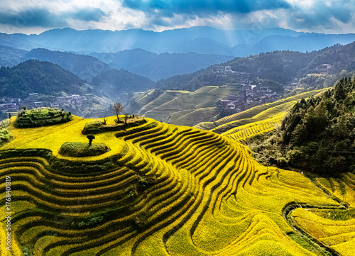 Fotografie View of Longsheng Rice Terraces in the Guangxi Region, China