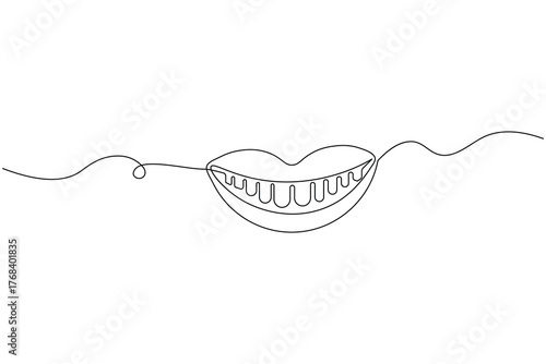 Dental tooth icon simple one line art design isolated on white background
