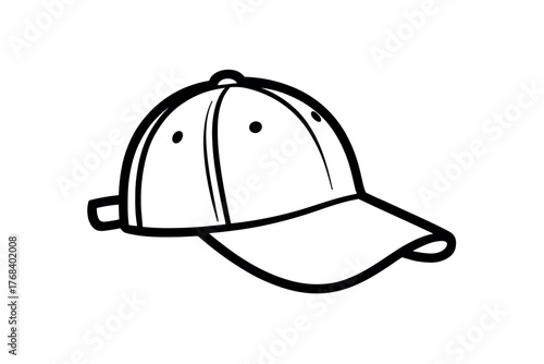 A baseball cap is shown in a simple line drawing.