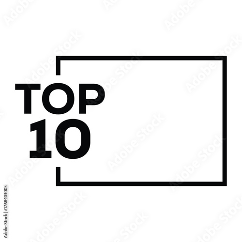 Bold graphic: "TOP 10" badge with "TOP" on red and "10" in a red-outlined circle. Clear vector for announcing top rankings, lists, or best-of features.